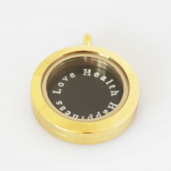 Love Health Happiness - Locket & Plate Set - Small 2.5cm Locket